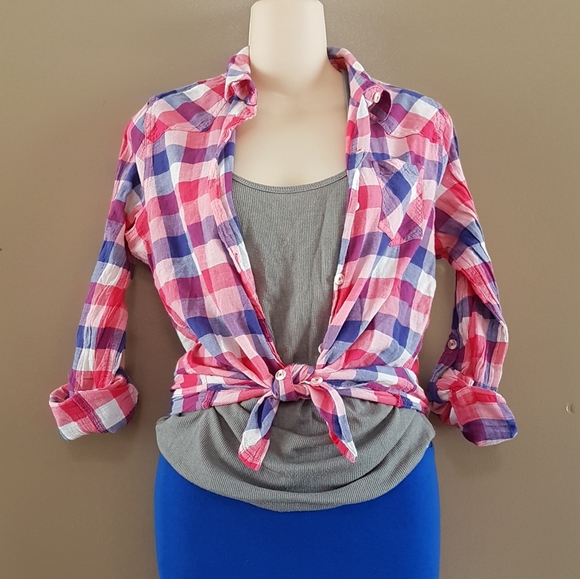 Free to bundle | Plaid gingham button up top set - Picture 5 of 7